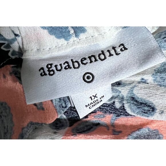 Agua Bendita Floral-Print Mini Dress With Tie-Back & Waist Detail Size 1X - Picture 2 of 7